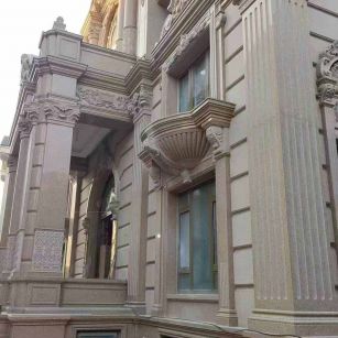 连云港 黄金麻花岗岩光面别墅外墙干挂施工完成