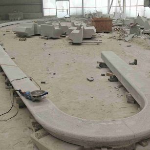 连云港 芝麻白花岗岩弧形花坛石，坐凳石