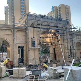 连云港 黄金麻荔枝面花岗岩小区门楼外墙干挂