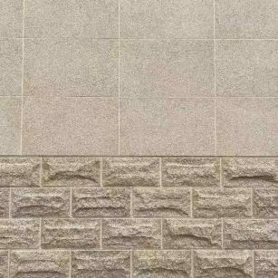 连云港 黄金麻自然面蘑菇石配荔枝面干挂