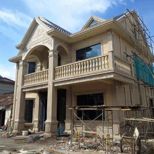 连云港 黄金麻花岗岩石材私人别墅雕花门楼柱阳台栏杆