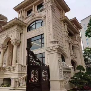 连云港 黄金麻花岗岩别墅外墙干挂效果展示