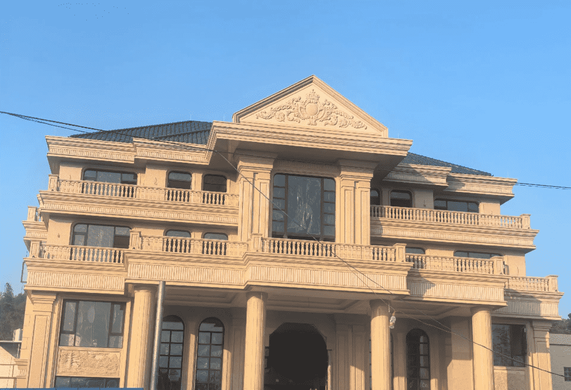 连云港黄金麻别墅外墙干挂石材效果示例